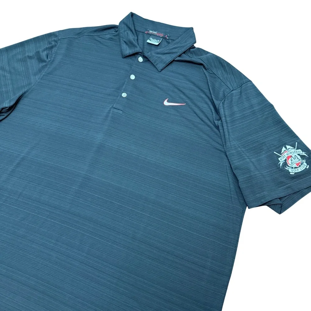 Nike Golf Polo Mens XL Black Tiger Woods Collection Dri-FIT Fort McMurray Logo